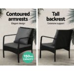 Gardeon Outdoor Sofa Set Lounge Setting Wicker Table and Chairs Garden Patio Furniture - Image 4