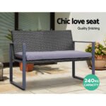 Gardeon 4 PCS Outdoor Sofa Set Rattan Furniture Glass Top Table Chairs Black - Image 3