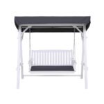Gardeon Outdoor Wooden Swing Chair Garden Bench Canopy Cushion 3 Seater White - Image 3