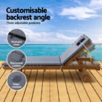 Gardeon Sun Lounge Wooden Lounger Outdoor Furniture Day Bed Wheels Patio Grey - Image 5