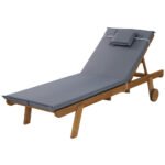 Gardeon Sun Lounge Wooden Lounger Outdoor Furniture Day Bed Wheels Patio Grey - Image 7