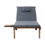 Gardeon 2x Sun Lounge Wooden Lounger Outdoor Furniture Day Bed Wheel Patio Grey - Image 3