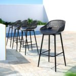 Gardeon 4x Outdoor Bar Stools Plastic Black - Image 6