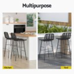 Gardeon 2x Outdoor Bar Stools Rattan Black - Image 6