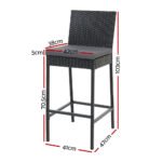 Gardeon 4-Piece Outdoor Bar Stools Dining Chair Bar Stools Rattan Furniture - Image 2