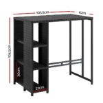 Gardeon Outdoor Bar Table Wicker Dining Bistro Glass Desk Steel Patio Furniture Black - Image 2