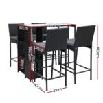 Gardeon 5-Piece Outdoor Bar Set Patio Dining Chairs Wicker Table Stools - Image 2