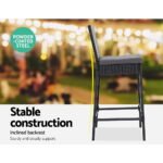 Gardeon 5-Piece Outdoor Bar Set Patio Dining Chairs Wicker Table Stools - Image 6