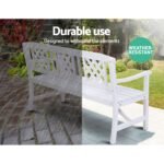 Gardeon Outdoor Garden Bench Wooden Chair 3 Seat Patio Furniture Lounge White - Image 6