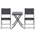 Gardeon Outdoor Bistro Set Folding Table and Chairs Patio Furniture Garden Steel Black - Image 3