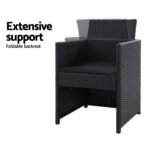 Gardeon 2PC Outdoor Dining Chairs Patio Furniture Wicker Garden Cushion Hugo - Image 8