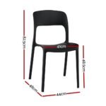 Gardeon 4PC Outdoor Dining Chairs Stackable PP Patio Chair Garden Furniture Black - Image 2