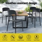 Gardeon 4PC Outdoor Dining Chairs Stackable PP Patio Chair Garden Furniture Black - Image 4