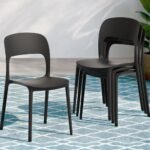 Gardeon 4PC Outdoor Dining Chairs Stackable PP Patio Chair Garden Furniture Black - Image 7