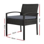 Gardeon 2PC Outdoor Dining Chairs Patio Furniture Rattan Lounge Chair Cushion Felix - Image 2