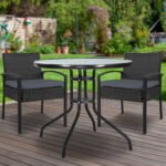 Gardeon 3PC Bistro Set Outdoor Furniture Rattan Table Chairs Cushion Patio Garden Felix - Image 8