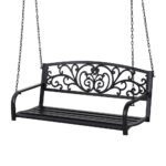 Gardeon Outdoor Porch Swing Chair Patio Furniture Floral Backrest 2 Seater Black - Image 7