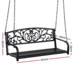 Gardeon Outdoor Porch Swing Chair Patio Furniture Floral Backrest 2 Seater Black - Image 2