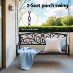 Gardeon Outdoor Porch Swing Chair Patio Furniture Floral Backrest 2 Seater Black - Image 4