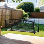 Gardeon Outdoor Porch Swing Chair Patio Furniture Floral Backrest 2 Seater Black - Image 6