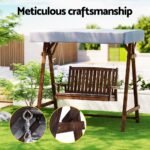 Gardeon Outdoor Wooden Swing Chair Garden Bench Canopy Cushion 2 Seater Charcoal - Image 4
