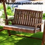 Gardeon Outdoor Wooden Swing Chair Garden Bench Canopy Cushion 2 Seater Charcoal - Image 6