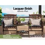Gardeon Outdoor Garden Bench Loveseat Wooden Table Chairs Patio Furniture Charcoal - Image 4