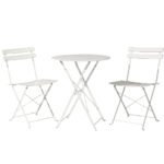 Gardeon 3PC Outdoor Bistro Set Steel Table and Chairs Patio Furniture White - Image 7