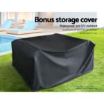 Gardeon 4PCS OutdoorSofa Set with Storage Cover Wicker Harp Chair Table Black - Image 6