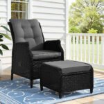 Gardeon Recliner Chair Sun lounge Wicker Lounger Outdoor Furniture Patio Adjustable Black