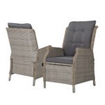 Gardeon Recliner Chair Sun lounge Wicker Lounger Outdoor Furniture Patio Adjustable Grey - Image 3