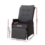 Gardeon 2PC Recliner Chairs Sun lounge Wicker Lounger Outdoor Furniture Adjustable Black - Image 2