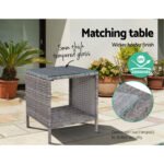 Gardeon 3PC Recliner Chairs Table Sun lounge Wicker Outdoor Furniture Adjustable Grey - Image 6
