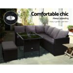 Gardeon Outdoor Dining Set Sofa Lounge Setting Chairs Table Bench Black Cover - Image 3