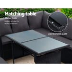 Gardeon Outdoor Dining Set Sofa Lounge Setting Chairs Table Bench Black Cover - Image 4