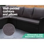 Gardeon Outdoor Dining Set Sofa Lounge Setting Chairs Table Bench Black Cover - Image 5