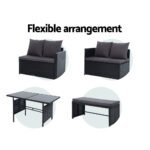 Gardeon Outdoor Dining Set Sofa Lounge Setting Chairs Table Bench Black Cover - Image 6