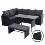 Gardeon Outdoor Dining Set Sofa Lounge Setting Chairs Table Bench Black Cover - Image 7