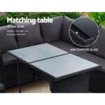 Gardeon Outdoor Dining Set Sofa Lounge Setting Chairs Table Ottoman Black Cover - Image 5