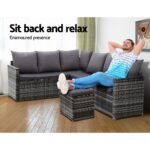 Gardeon Outdoor Furniture Dining Setting Sofa Set Lounge Wicker 9 Seater Mixed Grey - Image 4