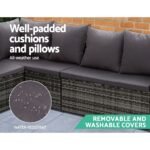 Gardeon Outdoor Dining Set Sofa Lounge Setting Chairs Table Ottoman Grey Cover - Image 6