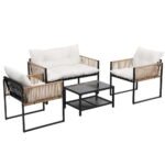 Gardeon 4 Seater Outdoor Sofa Set 4PCS Table Chair Set Garden Patio Furniture - Image 7