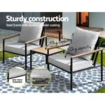 Gardeon 3PC Outdoor Furniture Bistro Set Lounge Setting Chairs Table Patio Black - Image 5