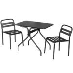 Gardeon 3PC Outdoor Bistro Set Patio Furniture Steel Table and Chairs Black - Image 7