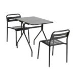 Gardeon 3PC Outdoor Bistro Set Patio Furniture Steel Table and Chairs Black - Image 3