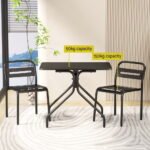 Gardeon 3PC Outdoor Bistro Set Patio Furniture Steel Table and Chairs Black - Image 5