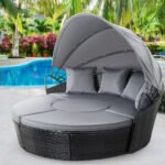 Gardeon Sun Lounge Setting Wicker Lounger Day Bed Patio Outdoor Furniture Black - Image 8