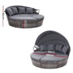 Gardeon Sun Lounge Setting Wicker Lounger Day Bed Patio Outdoor Furniture Grey - Image 2