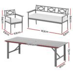 Gardeon Outdoor Dining Set 5 Piece Wooden Table Chairs Setting Grey - Image 2