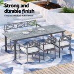 Gardeon Outdoor Dining Set 5 Piece Wooden Table Chairs Setting Grey - Image 4